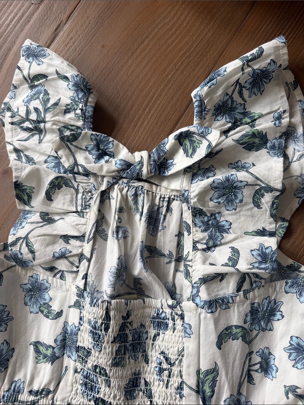 Crew Cuts Girls' Blue Floral Ruffle Sleeve Dress - Classic Cotton Sundress - Picture 4 of 6
